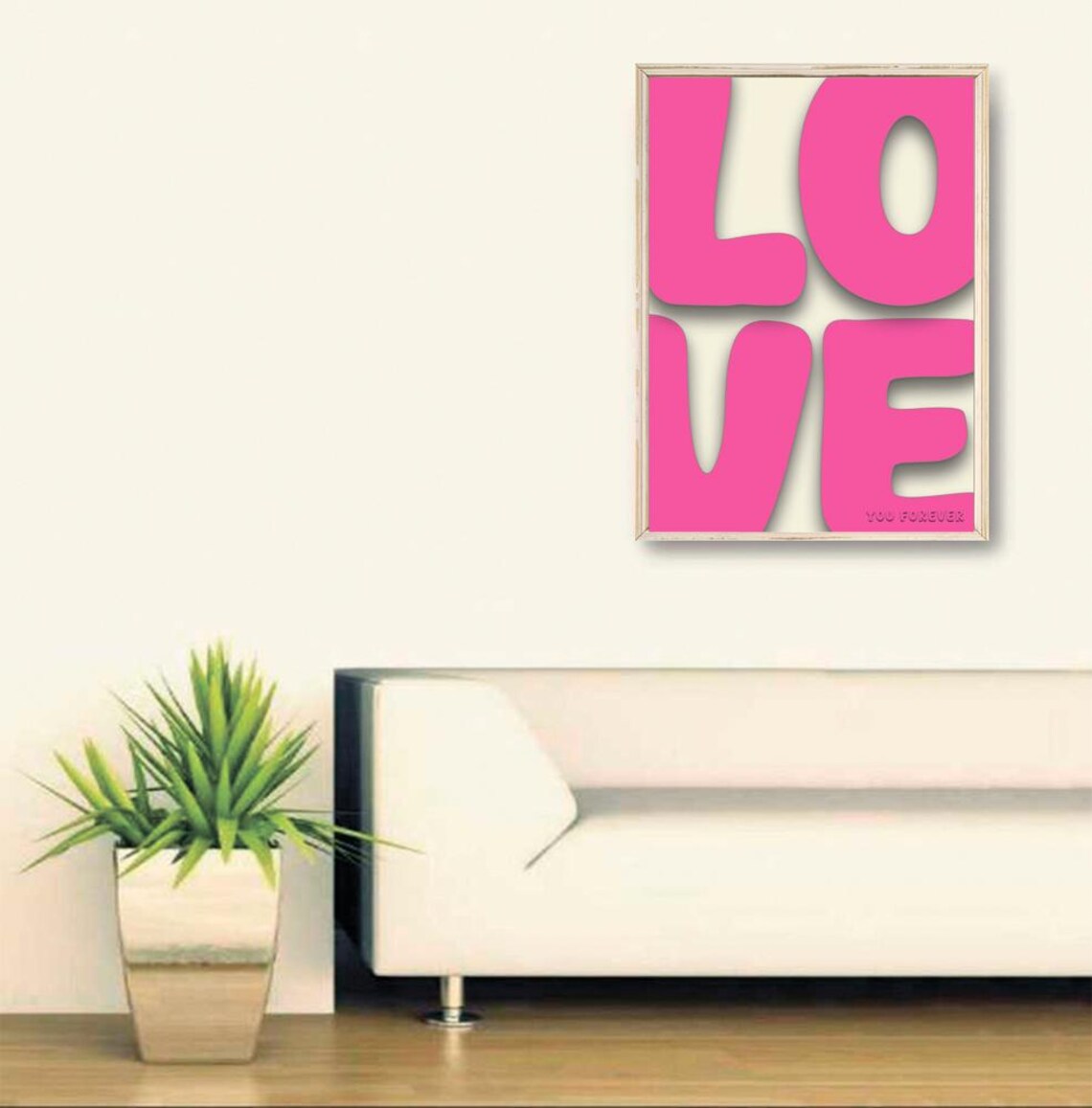 Hot Pink Love You Forever Maximalist Typography Heart Art Poster - Image 2
