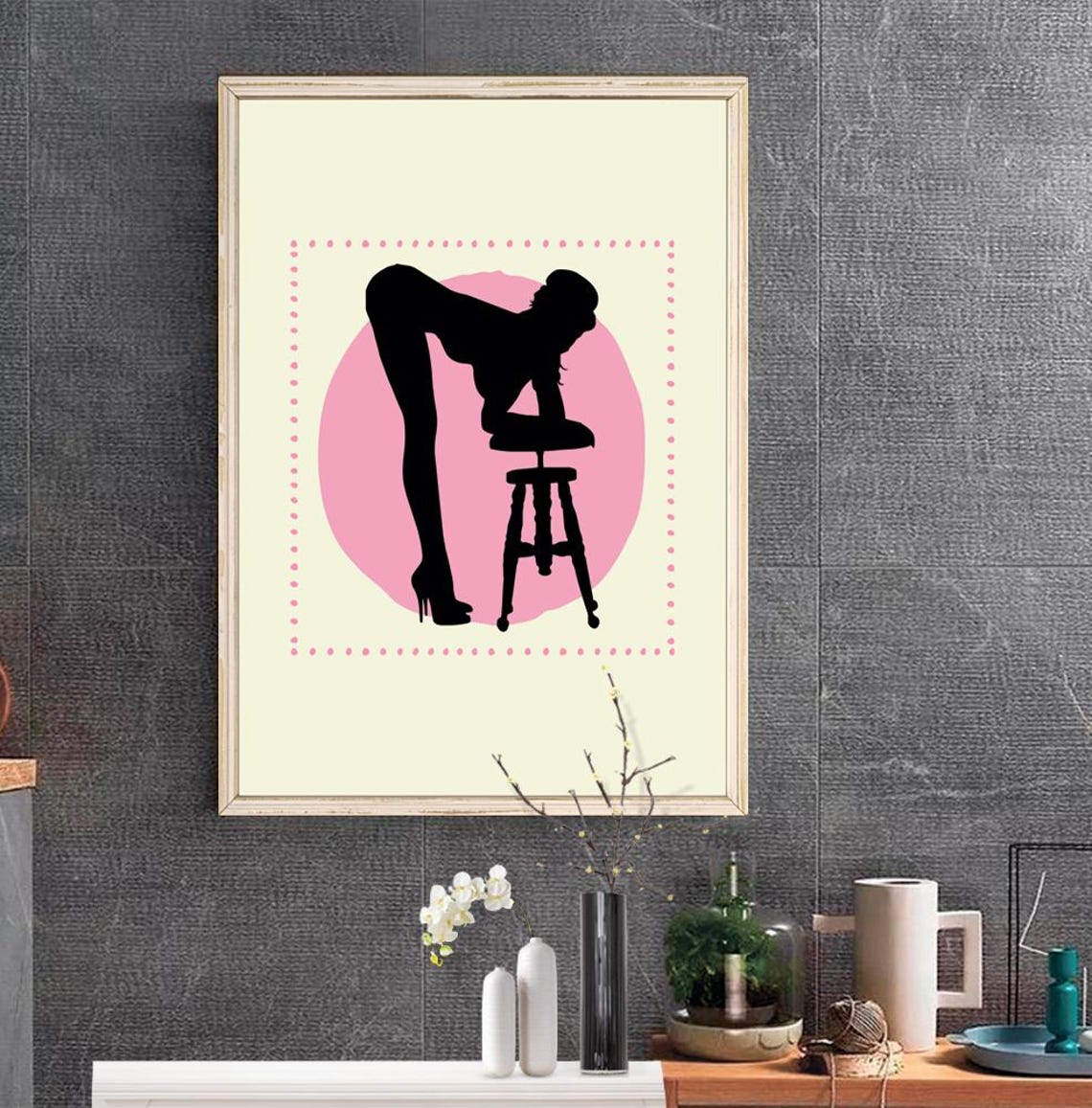 Woman Silhouette Art Print Boho Woman Wall Art Woman Silhouette Poster Pink Woman Print Bedroom Wall Art Download - Image 2