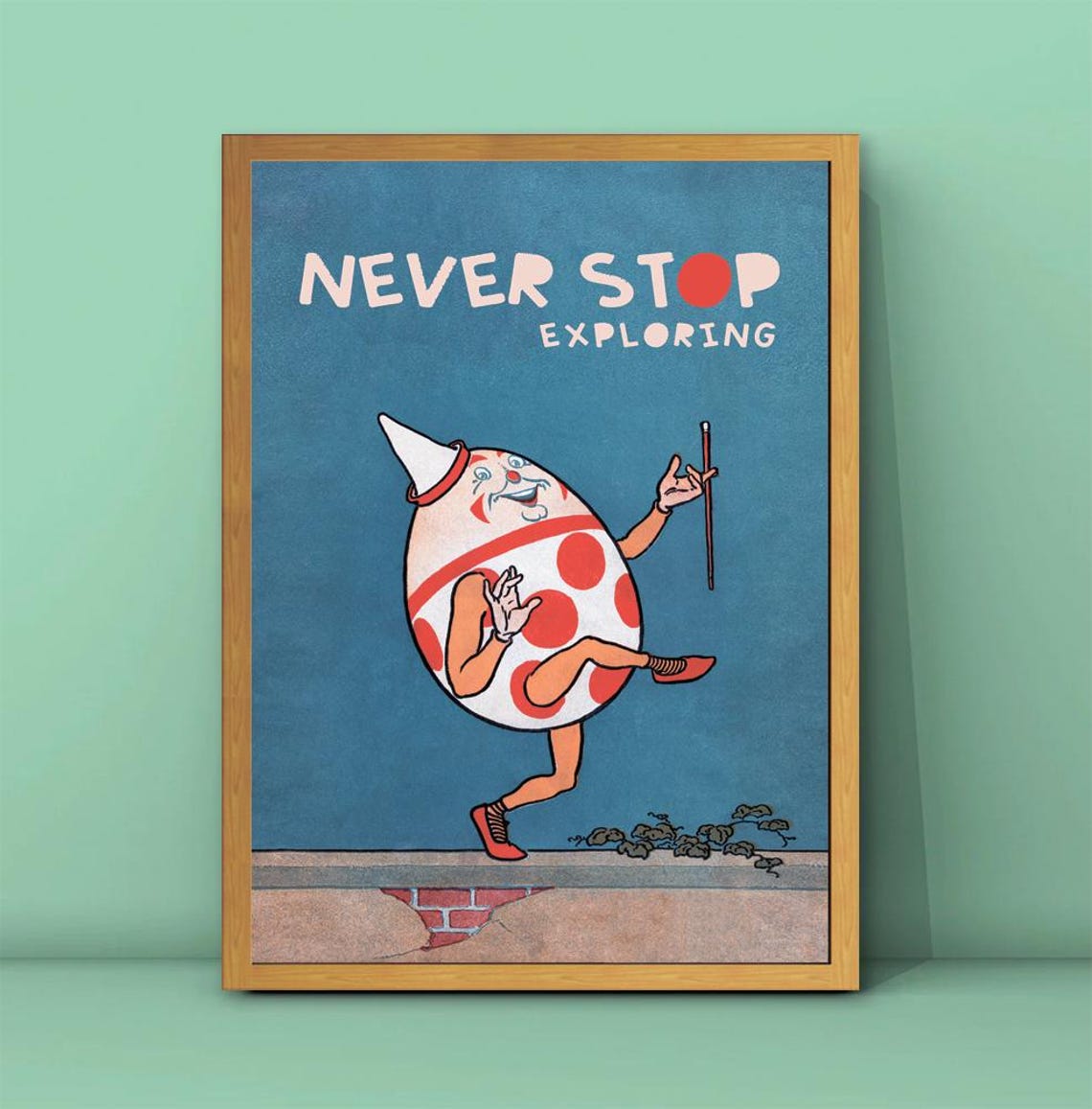Funny Never Stop Exploring Dancing Egg Clown Vintage Quote Poster - Image 3