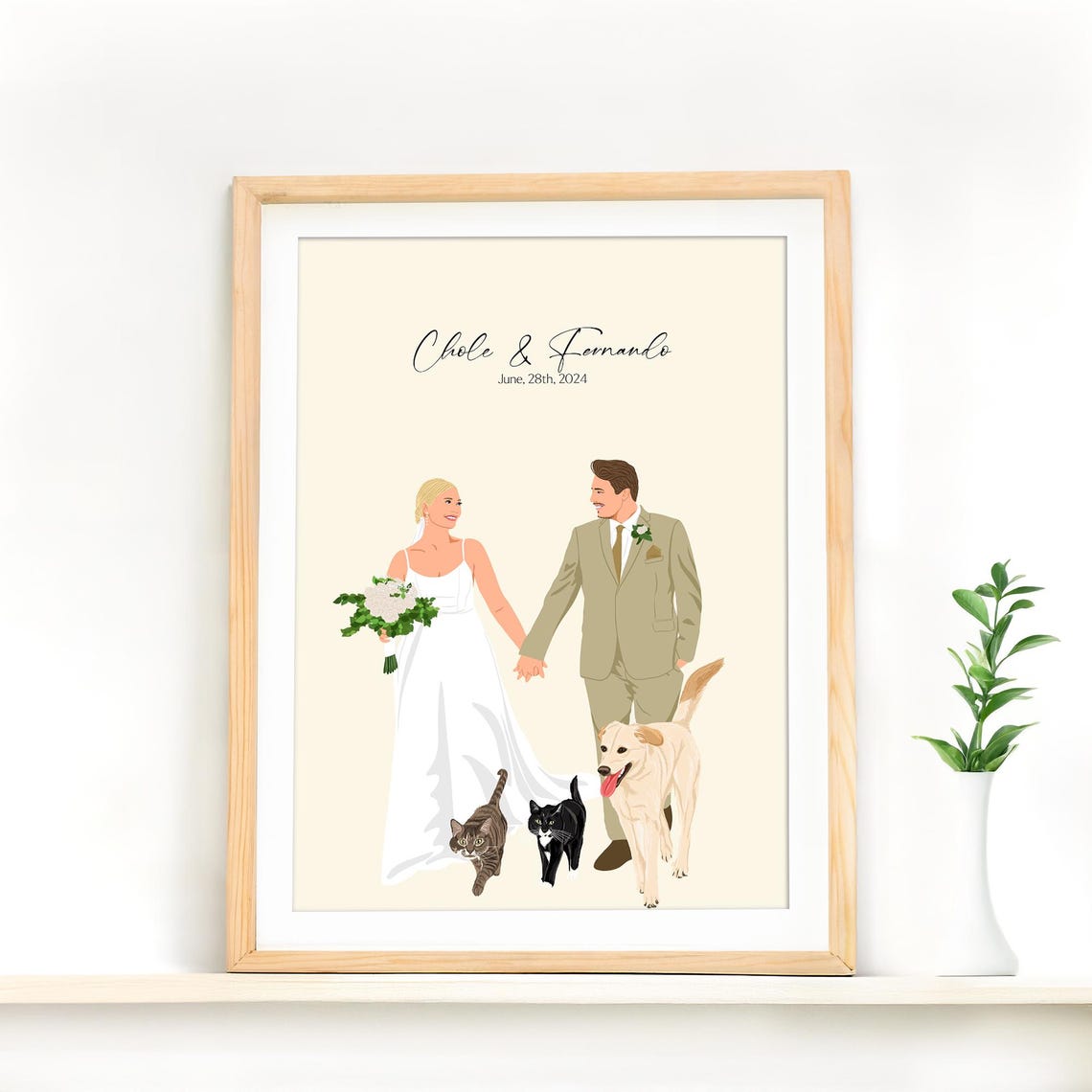 Custom Wedding Party Portrait Illustration Poster Henry and Hailey - Image 2