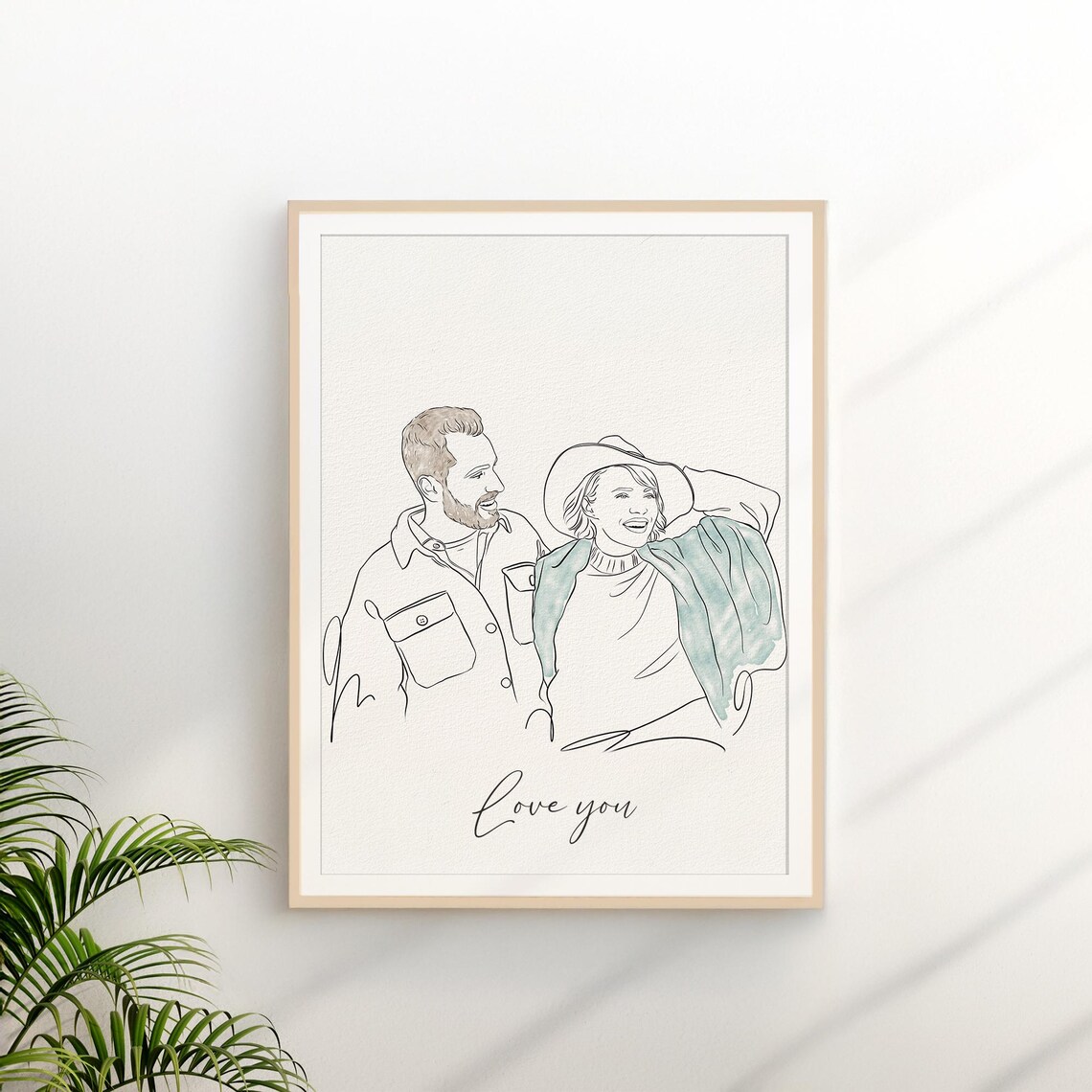 Custom Line Drawing Couple Portrait, Anniversary Gift - Image 3