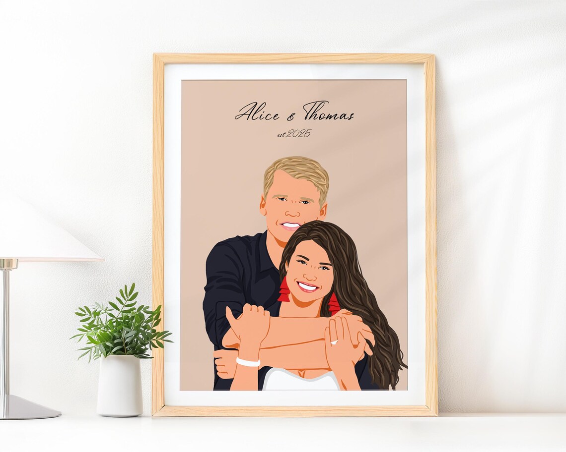 Custom Portrait Drawing, Personalized Gift For Her