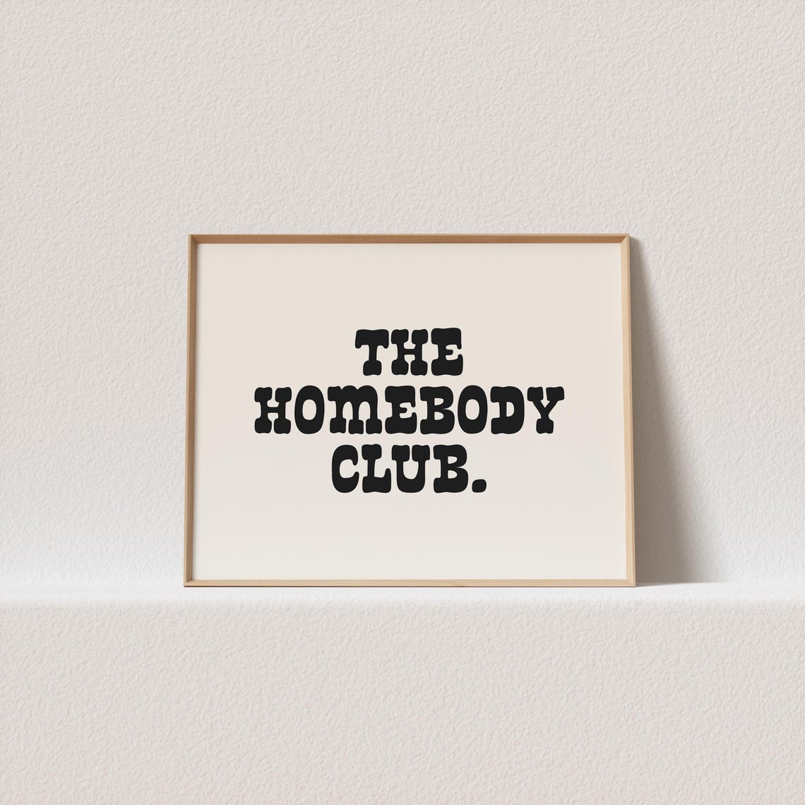 The Homebody Club Retro Typography Poster Cream Horizontal Black Art