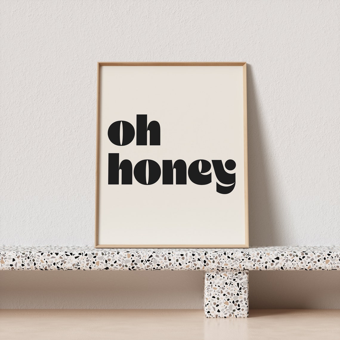 Oh Honey Bold Geometric Typography Poster in Black and Cream - Image 3