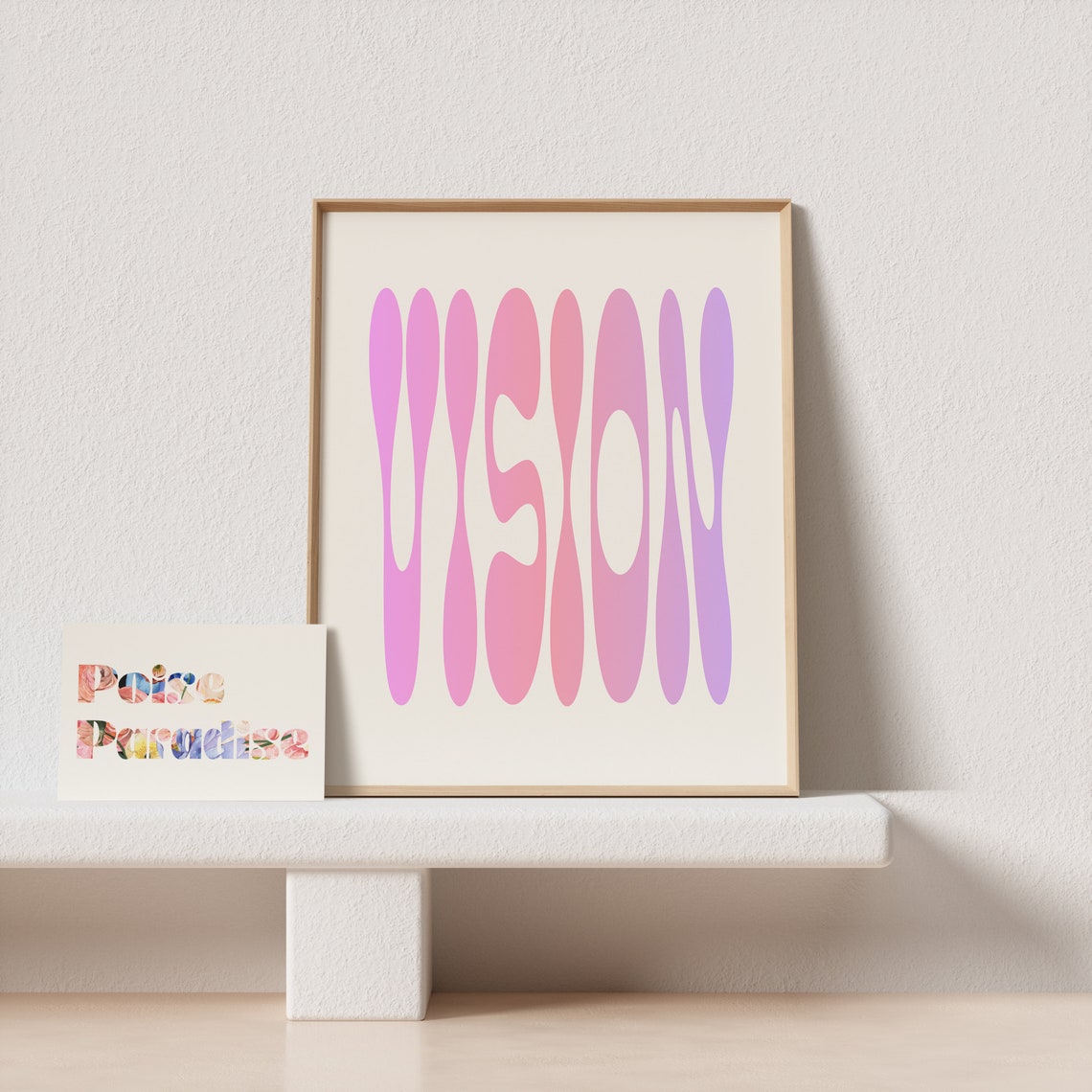 Vision Gradient Pink Wavy Retro Lettering Goal Setting Manifest Poster - Image 4