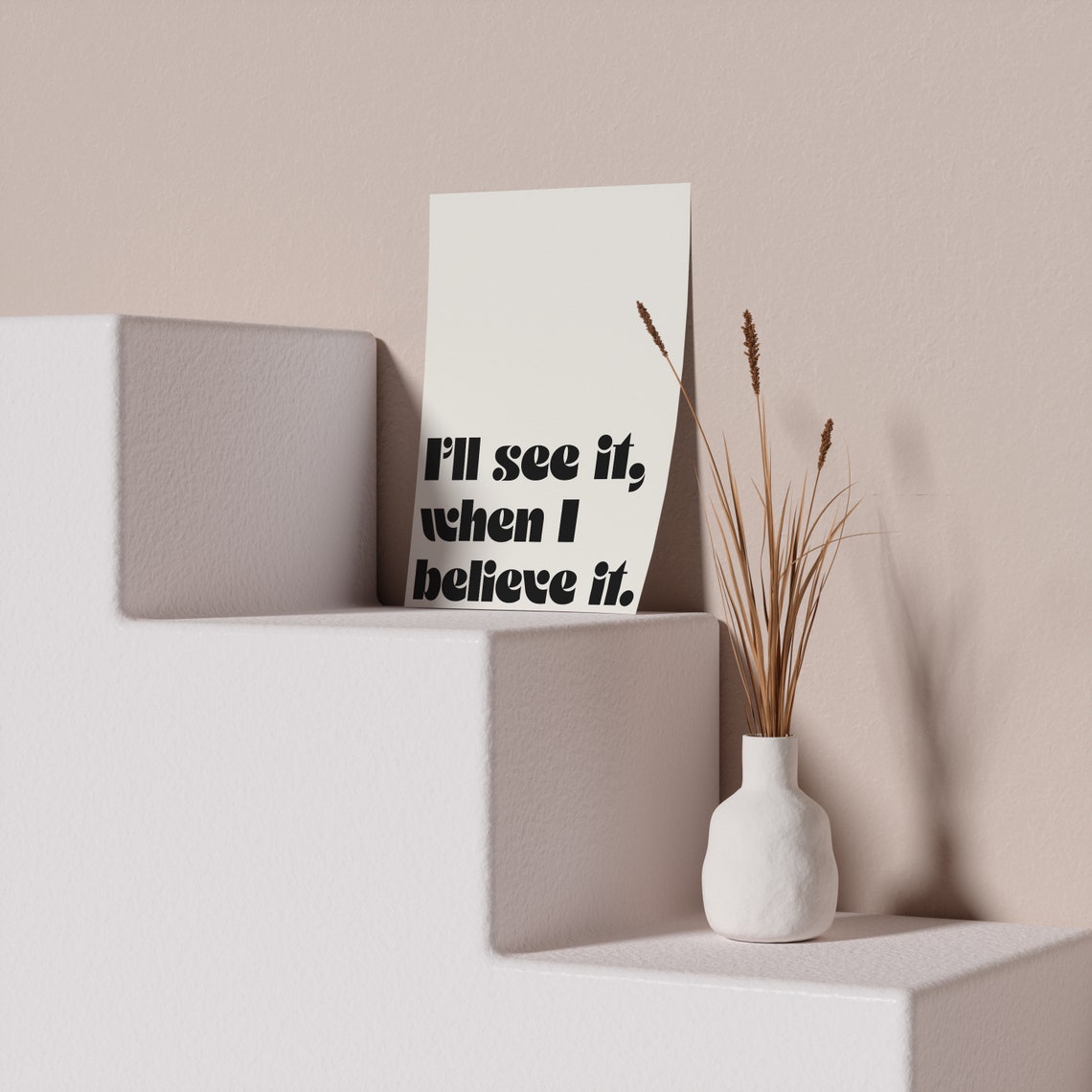 See It When Believe It Retro Typography Mindset Cream Poster - Image 4
