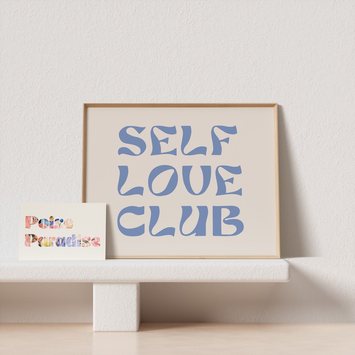 Self Love Club Horizontal Blue Wave Lettering Typography Poster - Image 3
