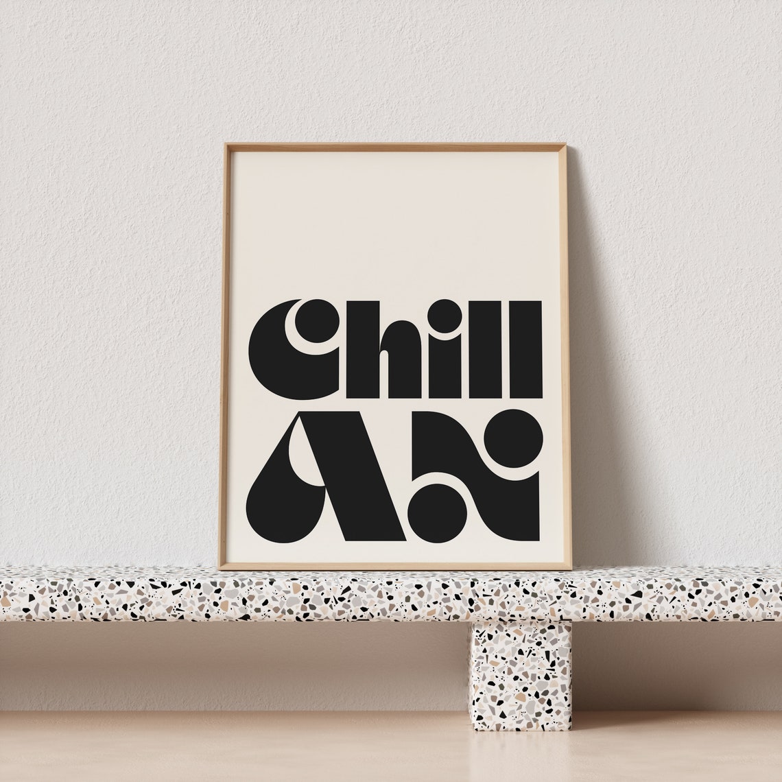 Chill Black Cream Ultra Bold Modern Retro Lettering Square Poster - Image 3