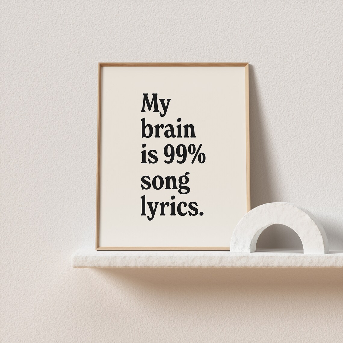 My Brain Is 99 Song Lyrics Retro Typography Art Print - Image 2