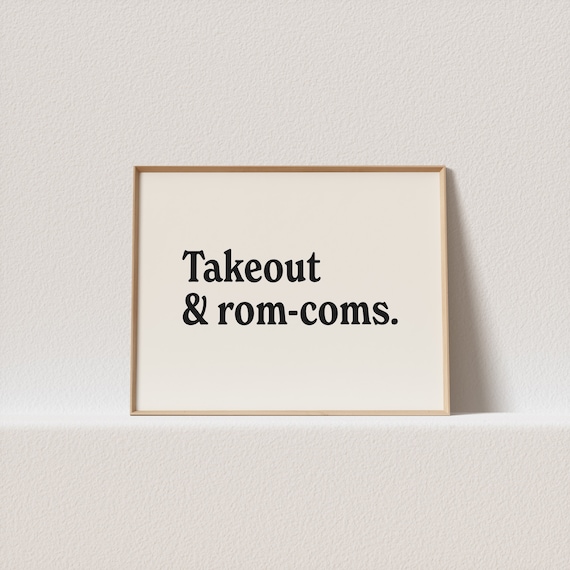 Retro Takeout Rom Coms Poster, Horizontal Typography