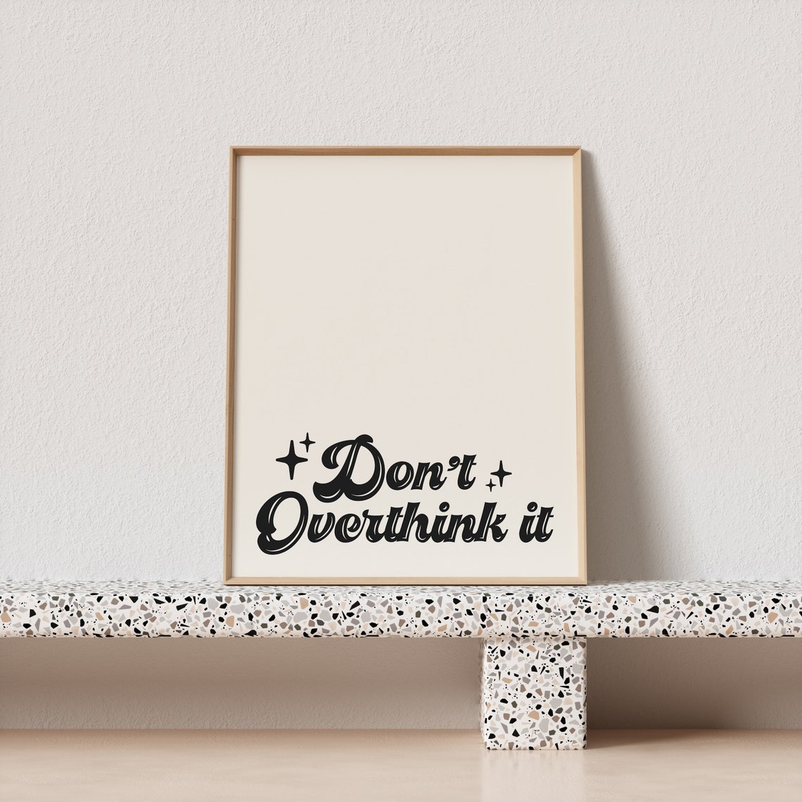 Dont Overthink It Sparkling Black Script Retro Mindful Quote Poster - Image 2