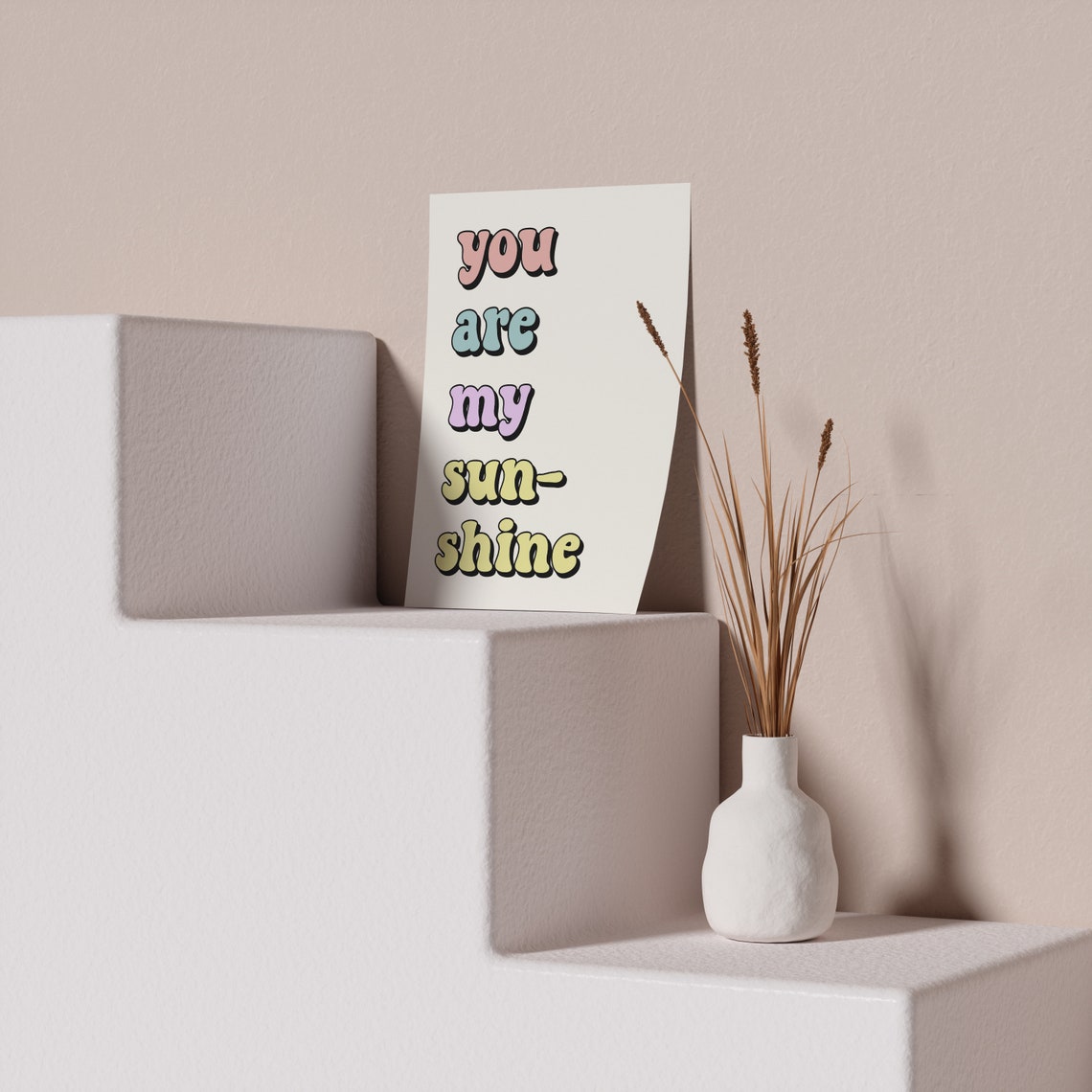 You Are My Sunshine Pastel Bubble Typography Poster Cream Colorful Art - Image 3