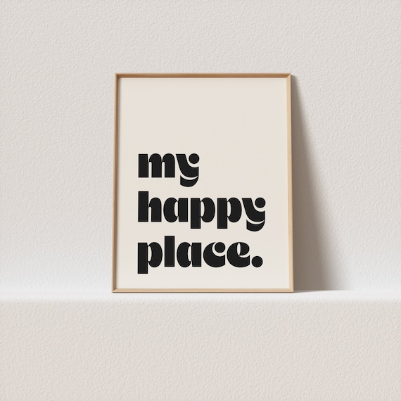 My Happy Place Groovy Lowercase Bold Typography Joyful Wall Poster