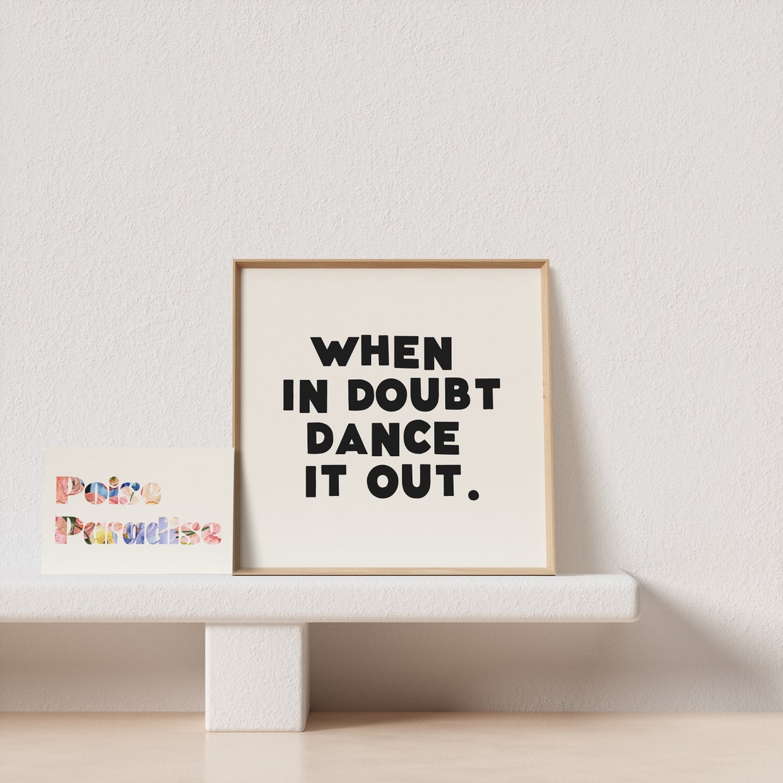 When In Doubt Dance It Out Chunky Square Typography Poster Black Cream - Image 3