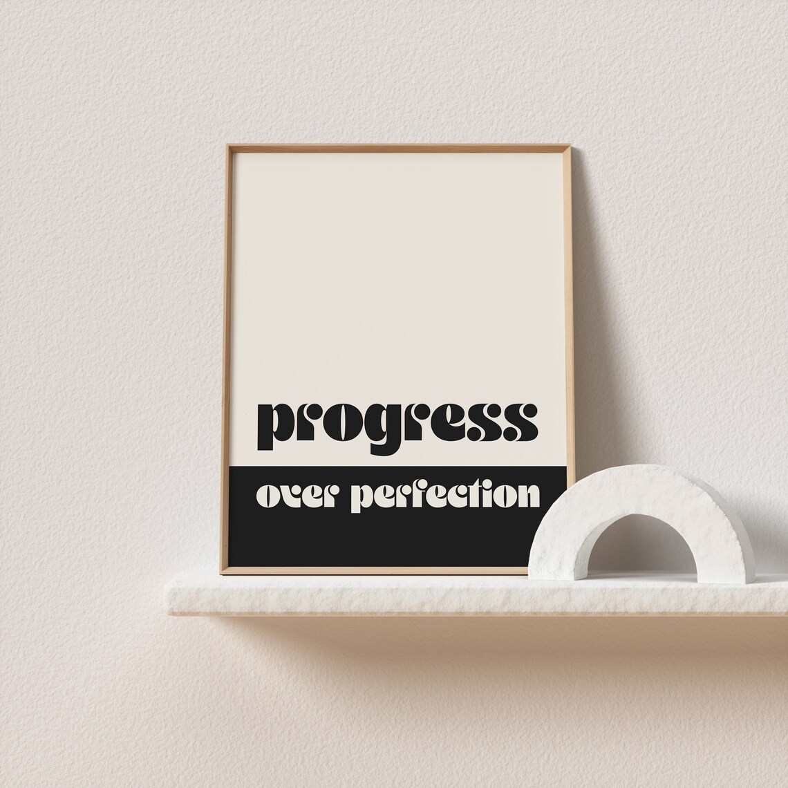 Progress Over Perfection Retro Typography Art Print - Image 2