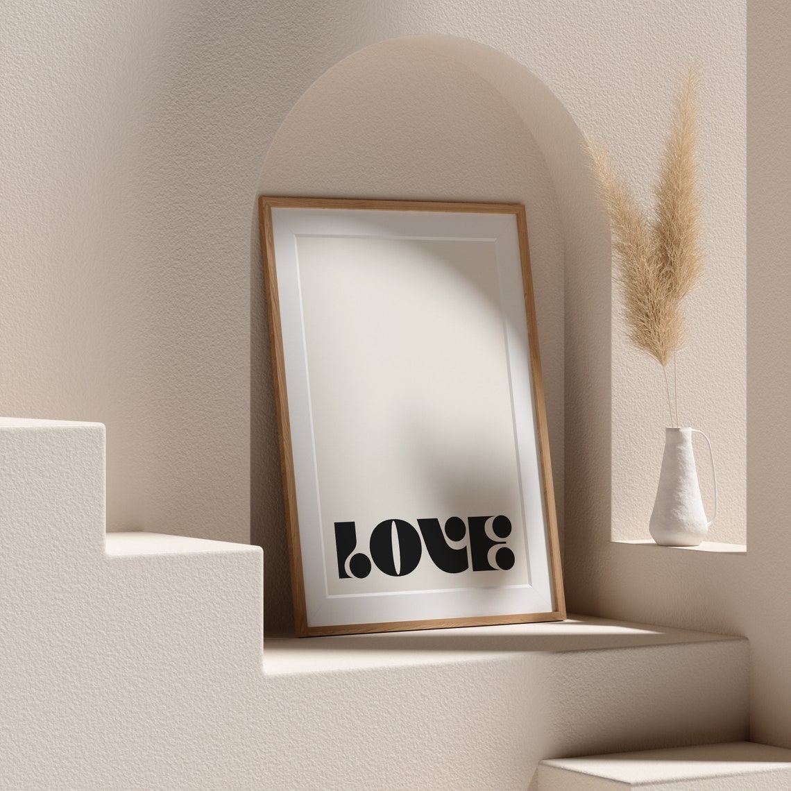 Love Big Retro Letters Black Cream Vertical Typography Poster Minimal - Image 4