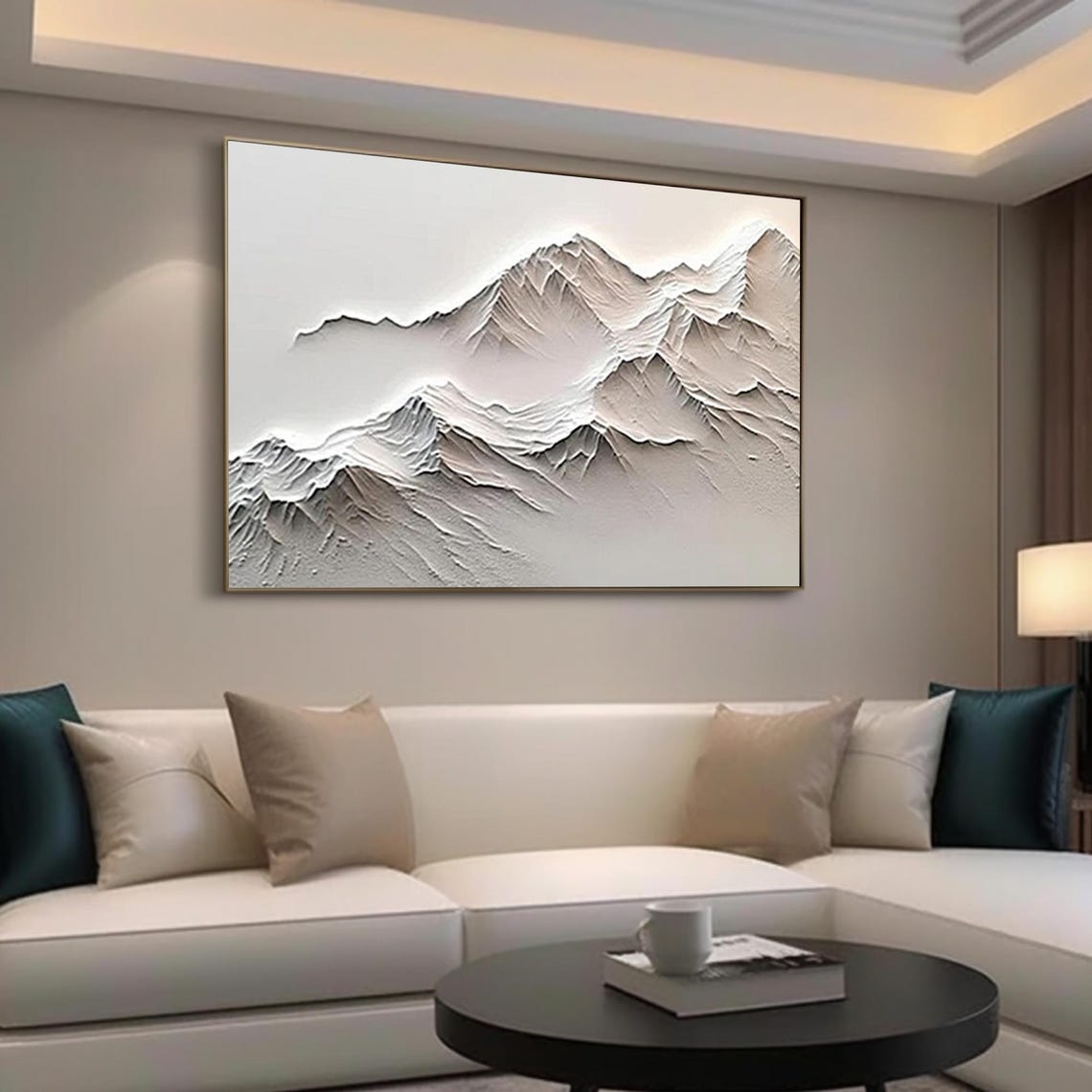 White Mountain Range Peaks Relief Panoramic Textured Snowy Art Poster