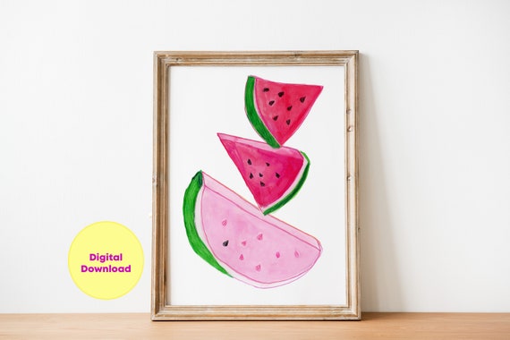 Watermelon Food Prints Artwork For Kitchen Decor Poster Watercolor Illustration