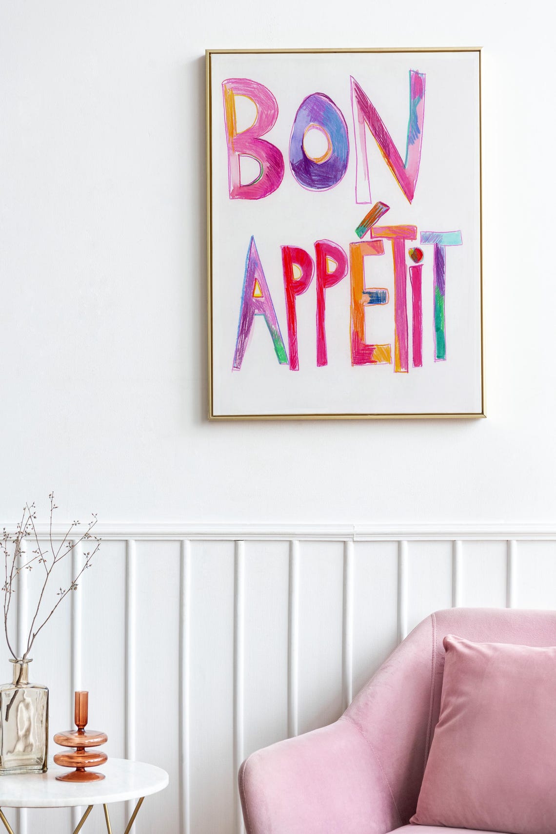 Bon Appetit Multicolor Hand Drawn Playful Kitchen Typography Poster - Image 2