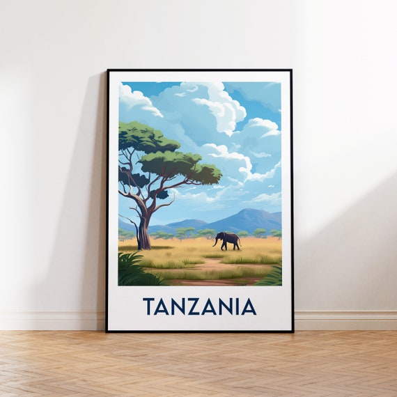 Tanzania Poster Print Illustration Gift Vintage Travel