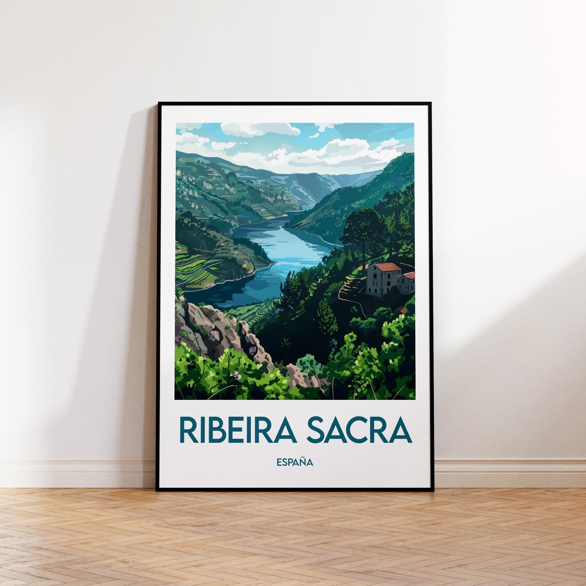 Ribeira Sacra Spain Travel Art River Canyon Vineyards Poster