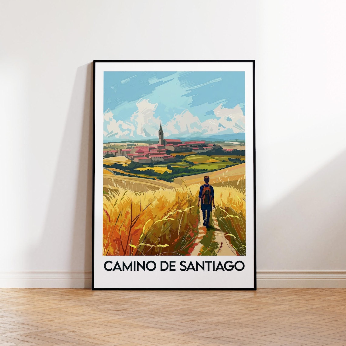 Camino De Santiago Spain Pilgrim Trail Vintage Travel Poster