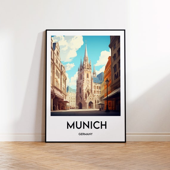 Munich Poster Germany Print Illustration Vintage Travel Mnchen Deutschland