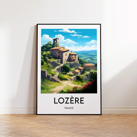 Lozre Poster Print Illustration France Gift Vintage Travel