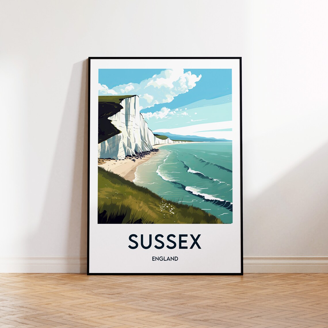 Sussex England Travel Poster, East-West Coast Print