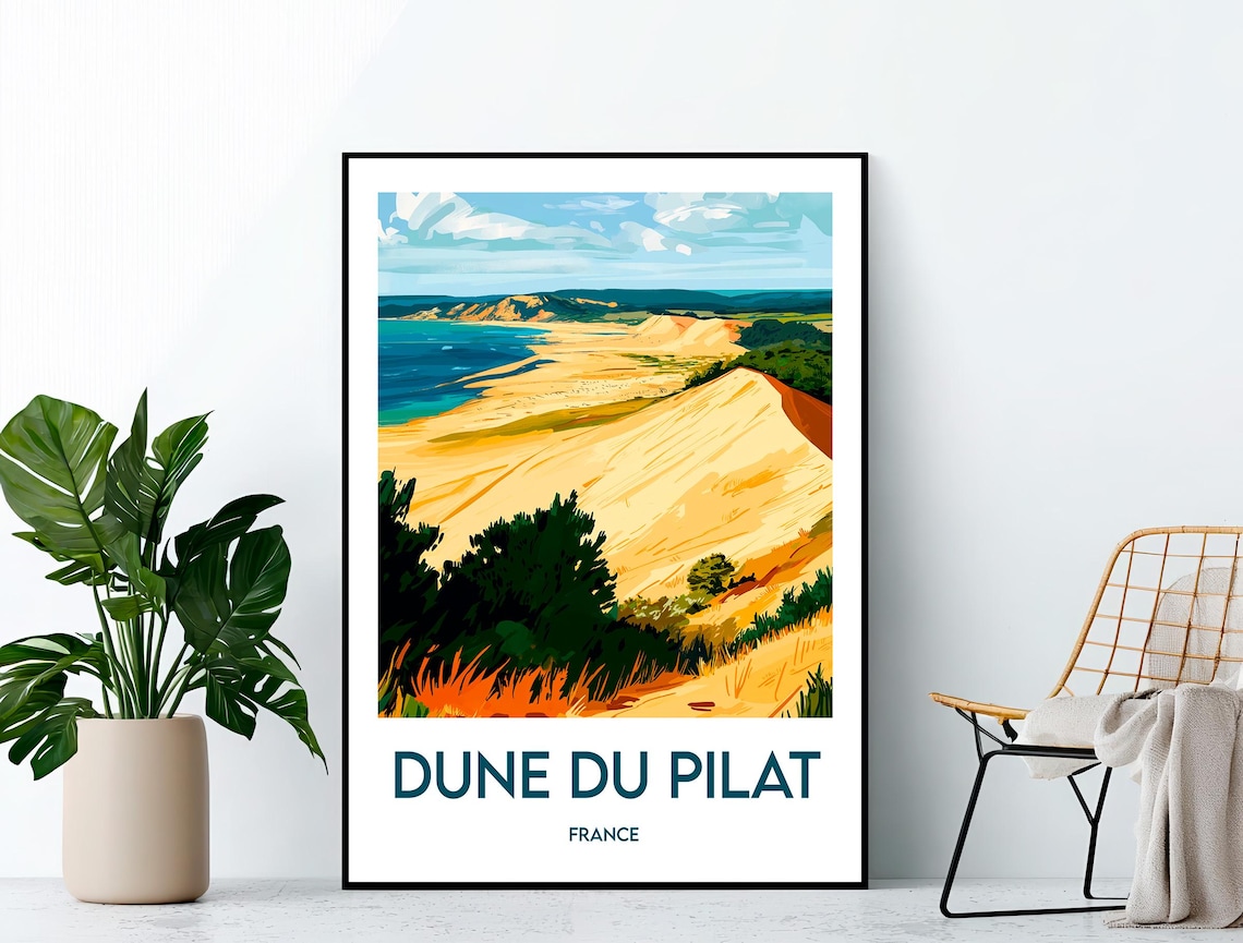Dune Du Pilat France Golden Sand Dunes Atlantic Coast Travel Poster