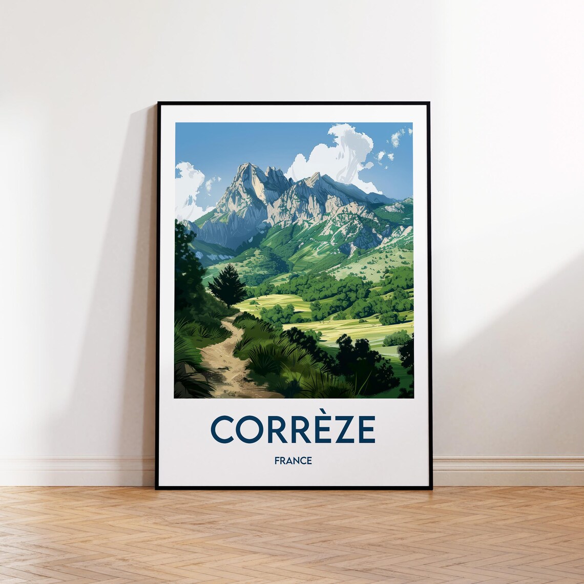 Correze France Mountain Valley Scenic Vintage Travel Art Poster