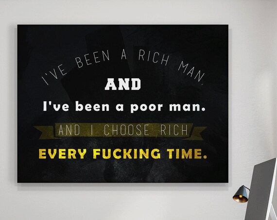 Rich Man Poor Man Money Quote Black Gold Office Motivation Poster