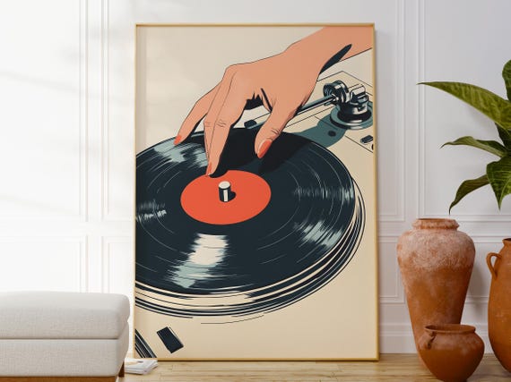 Vintage Vinyl Record Print Retro Music Poster Minimalist Wall Art