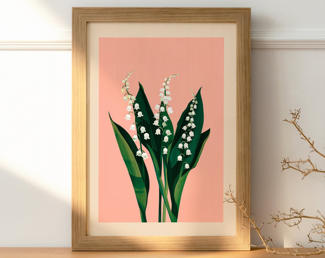 Lily Of The Valley Minimalist Art Print, May Birth Flower