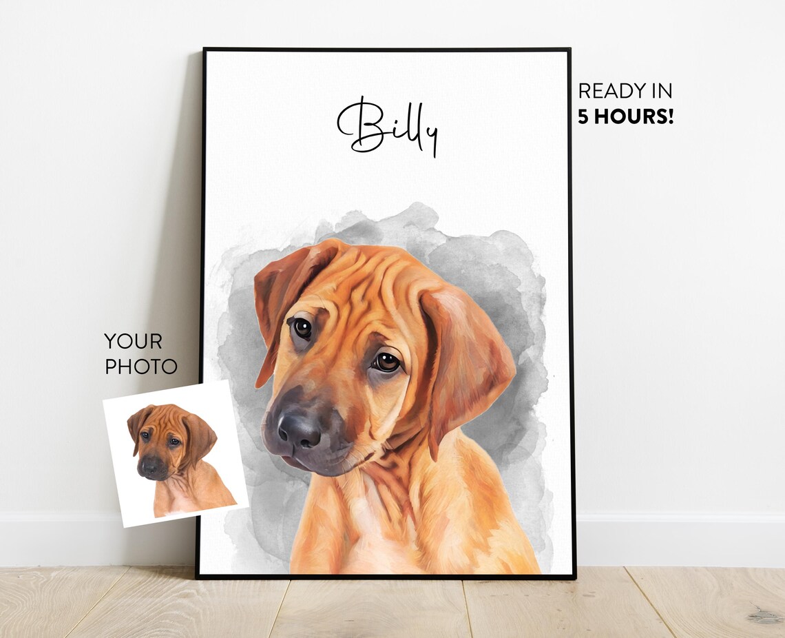 Watercolor Custom Pet Portrait, Gift For Her - Image 3