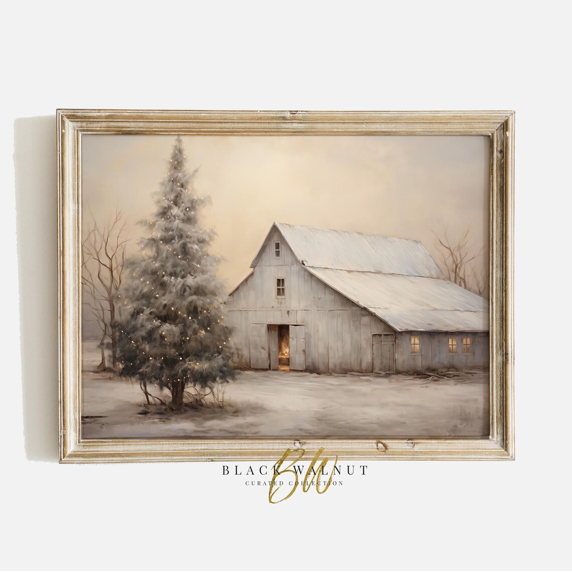 Winter Landscape Rustic Country Christmas Art Print