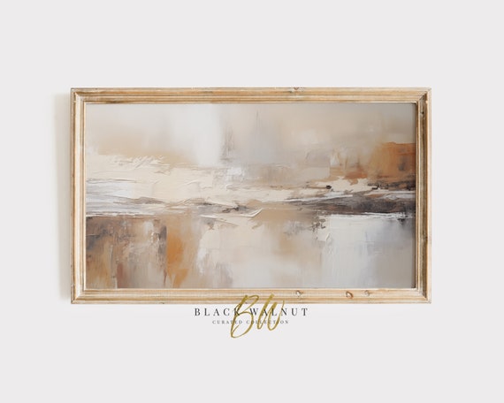 Frame Tv Art Modern Neutral Abstract Muted Beige Tan Brush Strokes Rustic Farmhouse Boho Tv Screensaver Instant