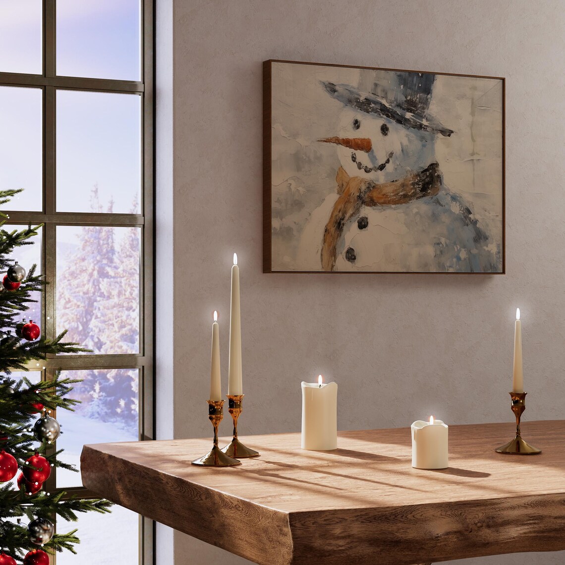Snowman Winter Rustic Farmhouse Art Print - Image 2