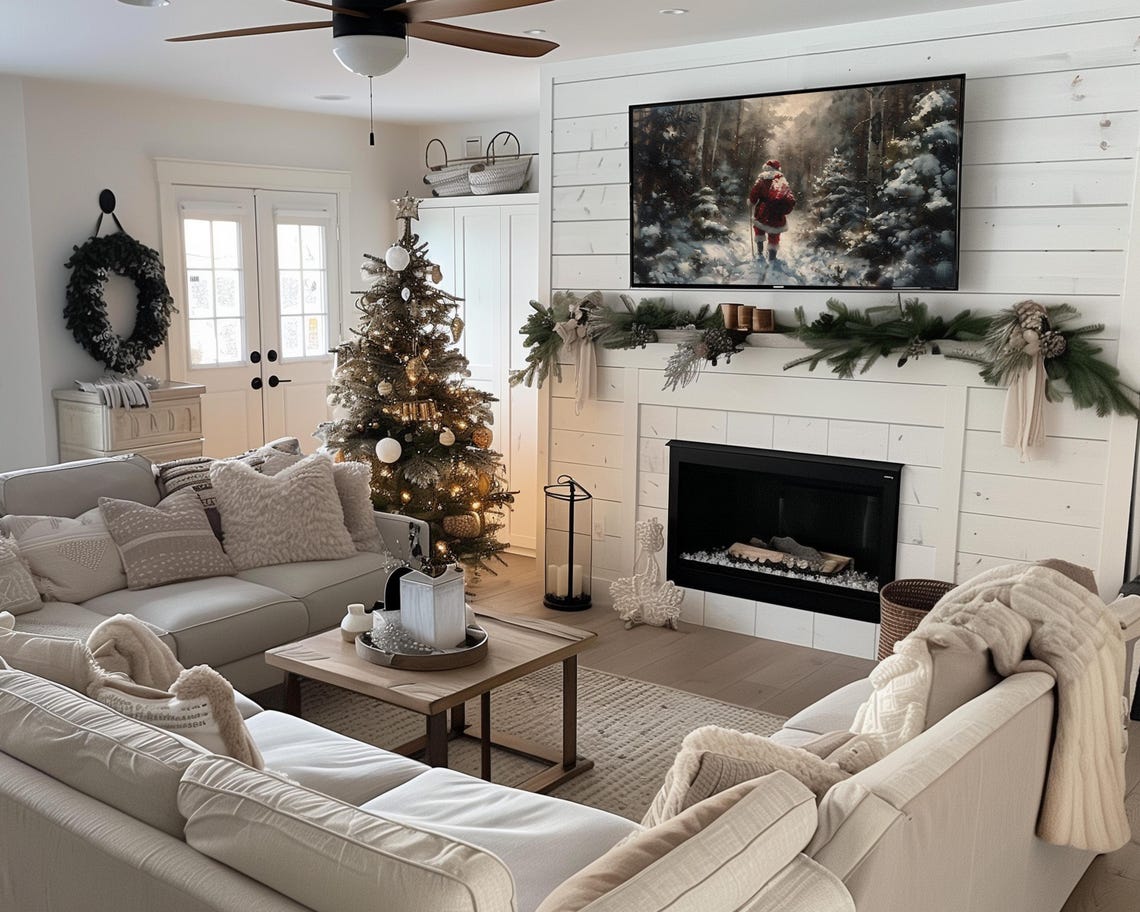 Frame Tv Christmas Art Santa Claus In Winter Snow Landscape Festive Frame Tv Art Holiday Painting Tv Screensaver - Image 2