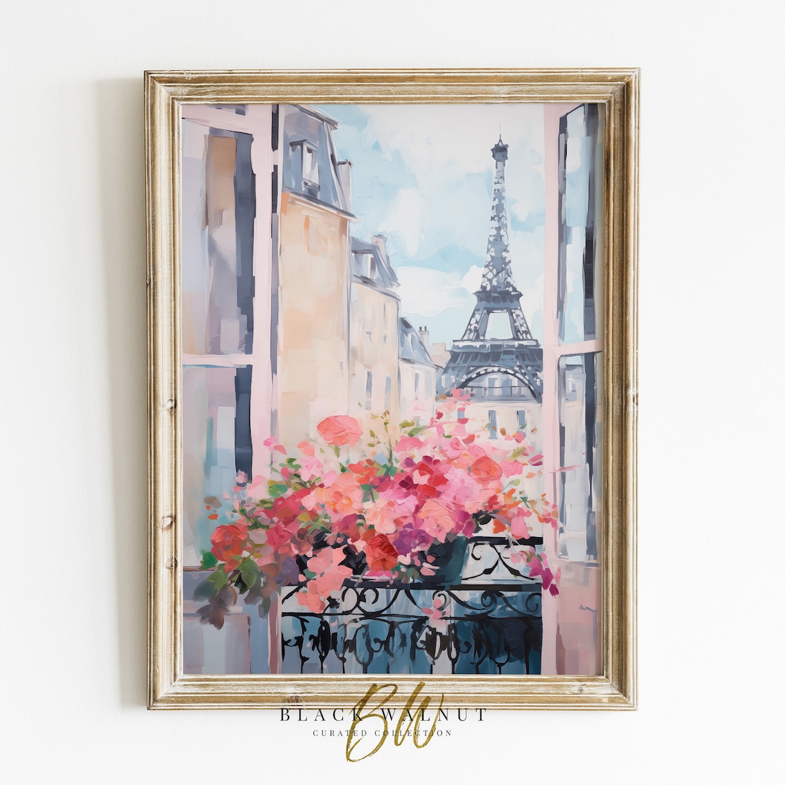 Paris Eiffel Tower Painting, Romantic Art Print
