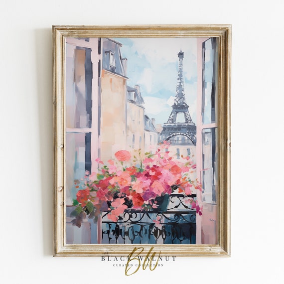 Paris Eiffel Tower Painting, Romantic Art Print