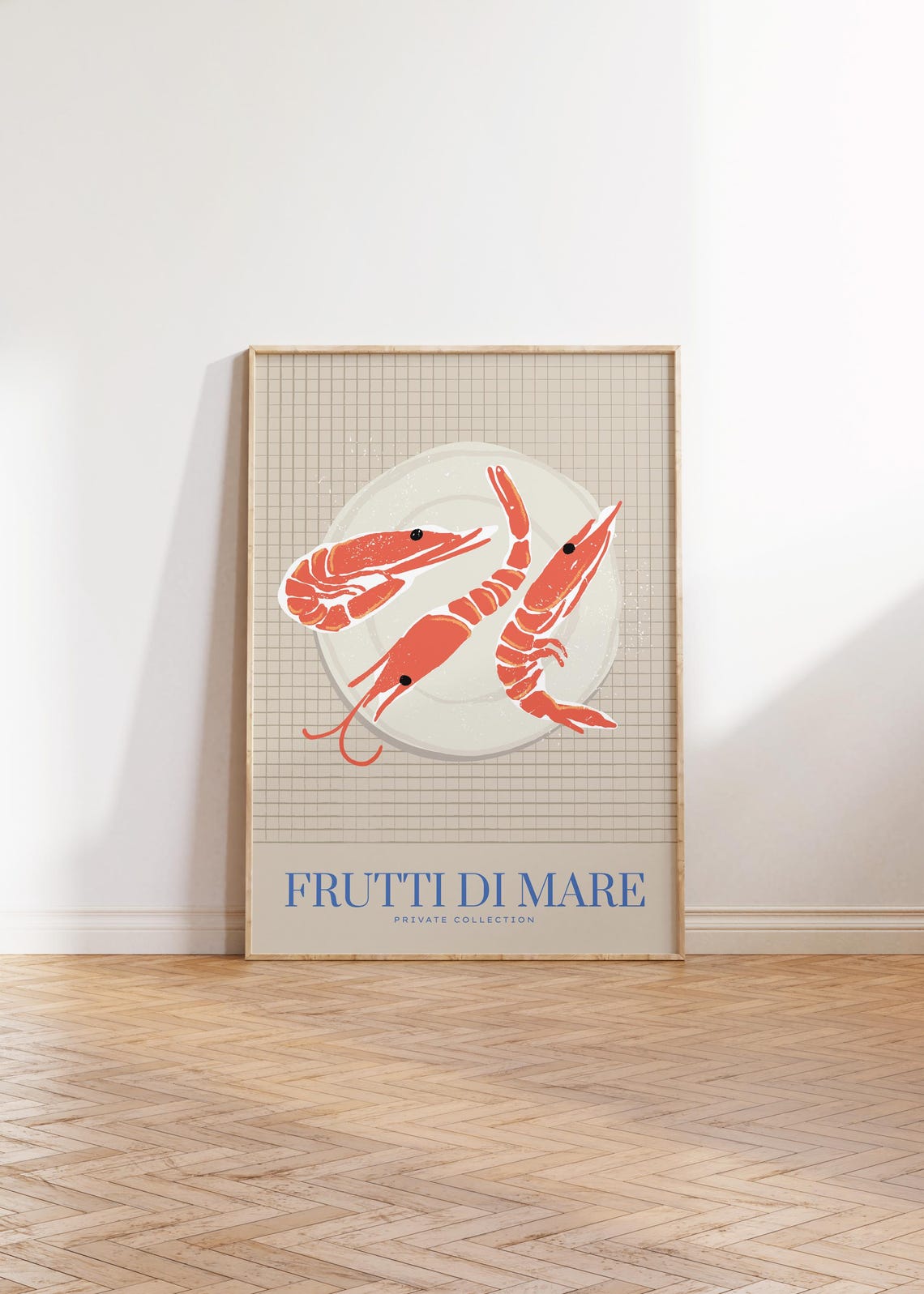 Frutti Di Mare Shrimp Plate Italian Seafood Kitchen Art Poster
