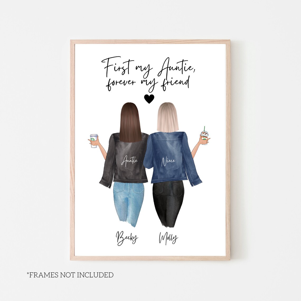 Personalized Auntie Art Print, Aunt Gift