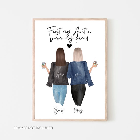 Personalized Auntie Art Print, Aunt Gift