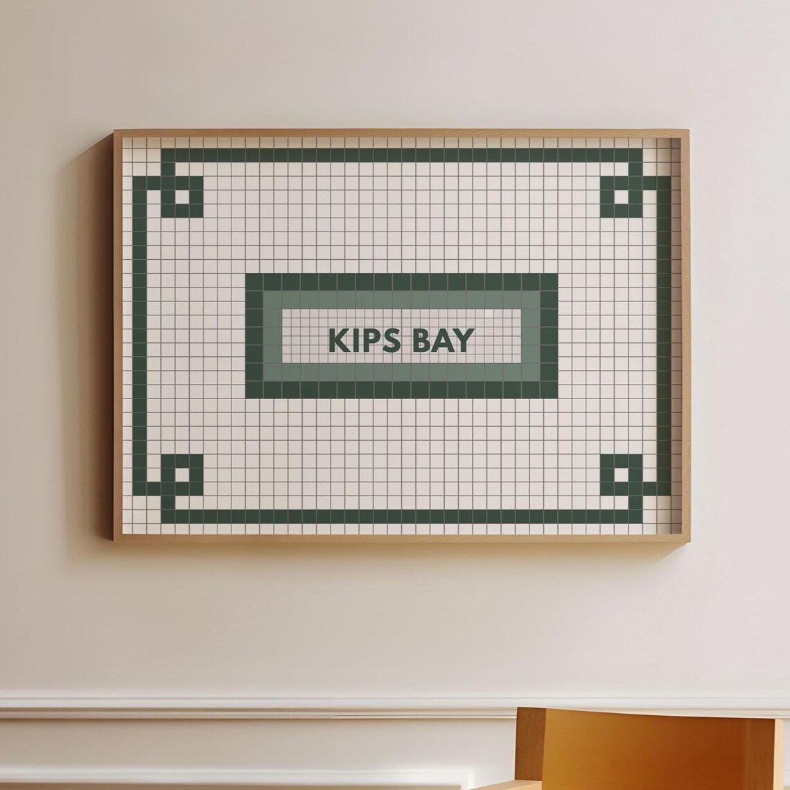 Kips Bay NYC Subway Mosaic Tile Sign Green Station Art Poster