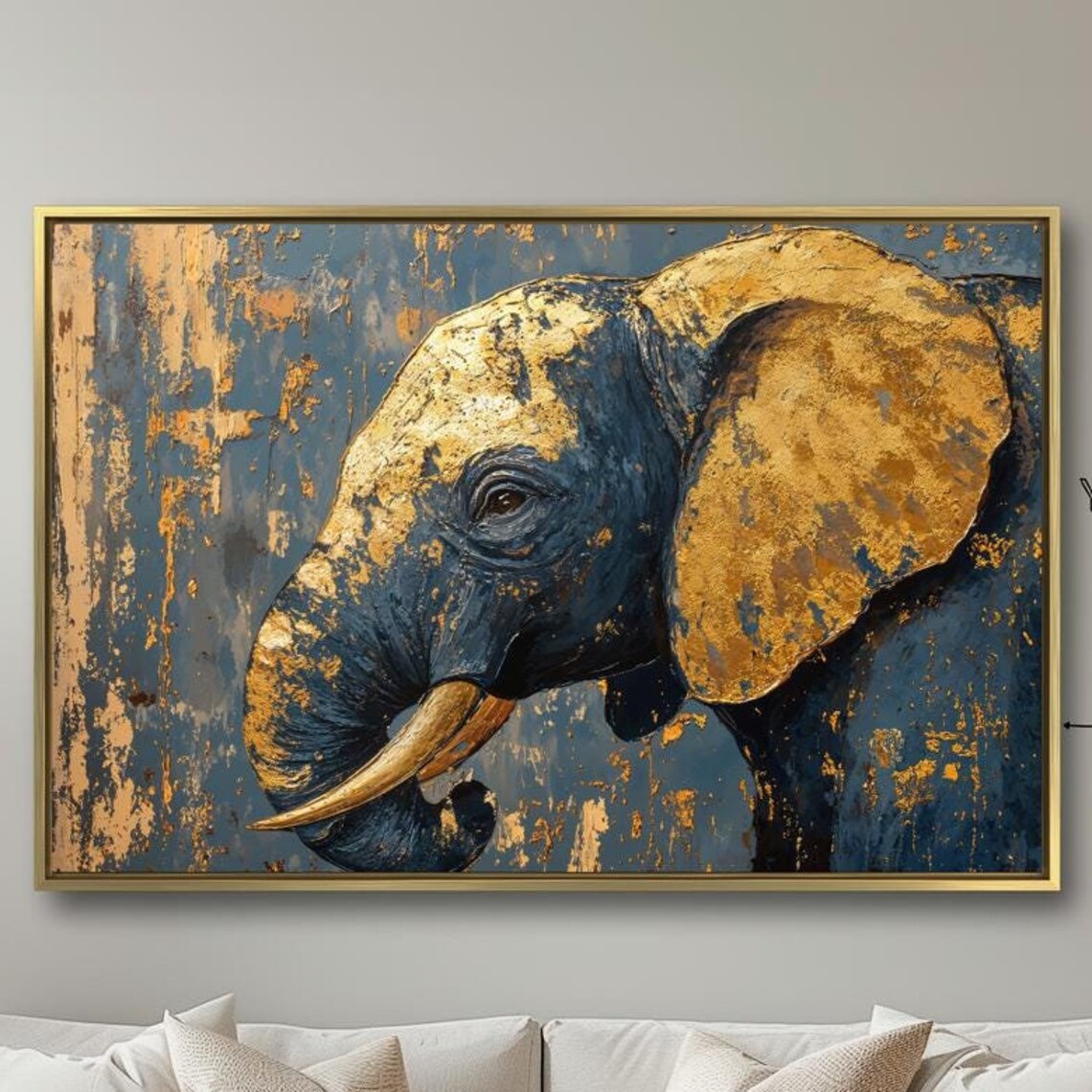 Baby Elephant Portrait, Abstract Wildlife Art Print