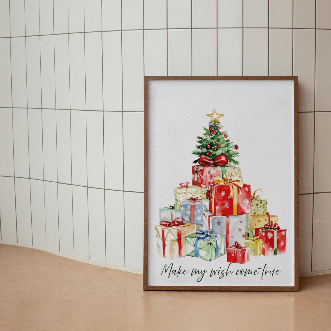 Christmas Tree With Gifts Make My Wish Come True Wall Poster - Image 2