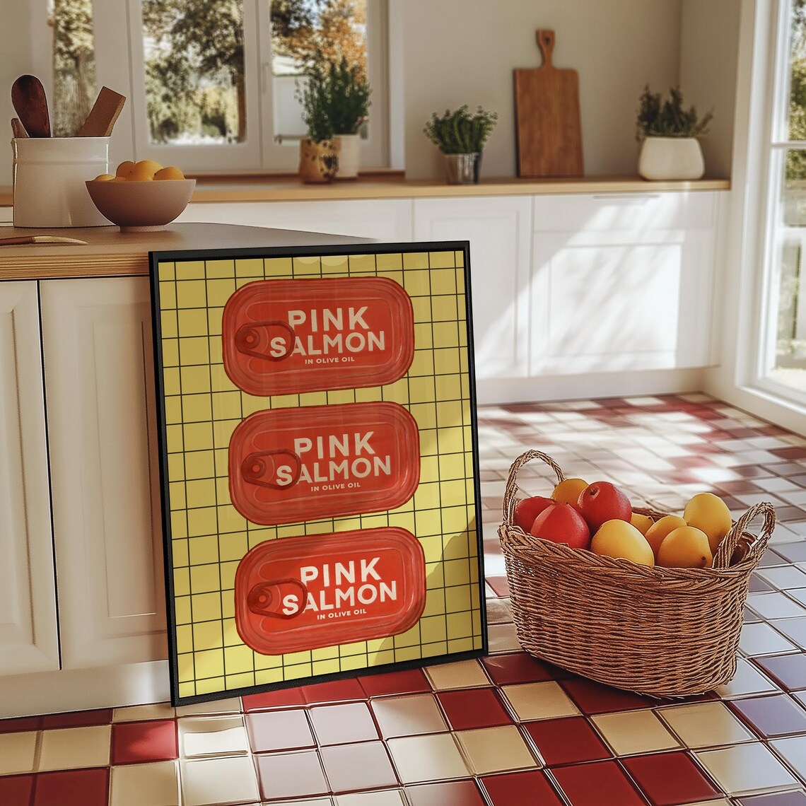 Pink Salmon in Olive Oil Vintage Tins Retro Kitchen Wall Art - Image 6