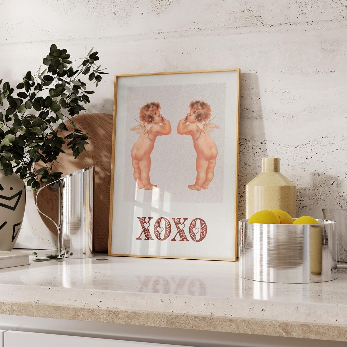 Xoxo Cute Angels Print Minimalist Valentines Day Decor Valentines Day Romantic Wall Art Retro Wall Decor Typography Art - Image 9