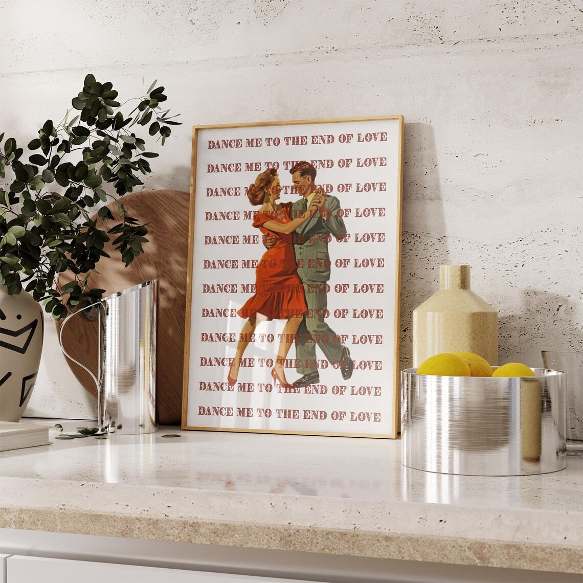 Dance Me to the End of Love Vintage Retro Dancing Couple Wall Art - Image 9